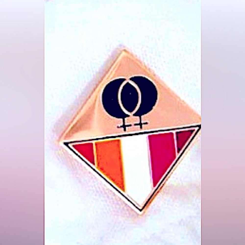 LGBTQ+ Lesbian Pride Double Female Symbol Sunset Community Flag Pin